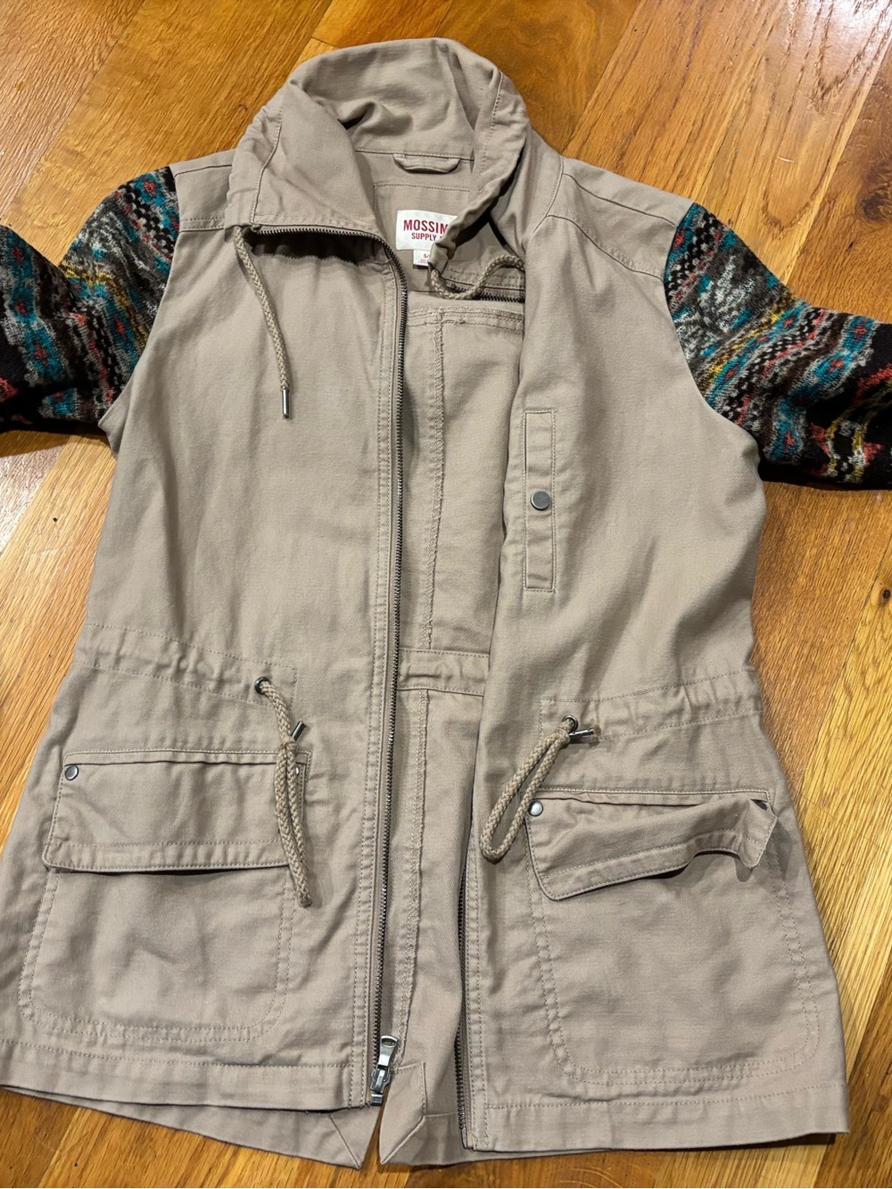 Light weight Mossimo Supply Co. Tan Utility Jacket w/ as Aztec Pattern Sz S